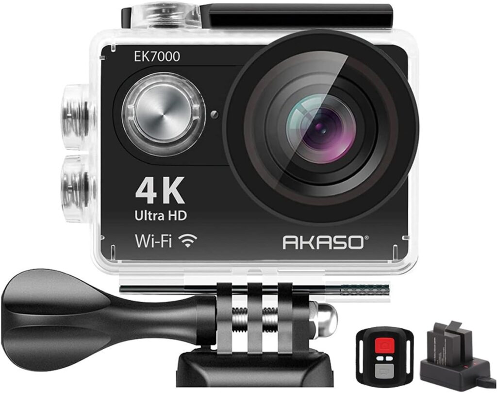 AKASO EK7000 4K Action Camera Ultra HD Underwater Camera 170 Degree Wide Angle 98FT Waterproof Camera Remote Control Black