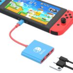 Adapter Docking Station for Nintendo Switch, 3-in-1 Portable TV Dock Station Replacement for Official Switch Dock with HDMI and USB 3.0 Port and Charging Port (Blue red)