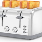 Toaster 4 Slice Retro Stainless Steel,Best Prime 4 Slice Toaster Wide Solt with 7 Shade Settings, Perfect for Waffles, Bagels and More Lainsten T-527