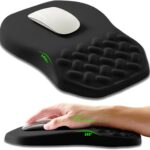 Ergonomic Slope Mouse Pad Wrist Support, Wrist Rest Mousepad for Carpal Tunnel Pain Relief with Massage Bulge and Slow Rebound Memory Foam (12×8 inch, Black)