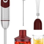 MegaWise Pro Titanium Reinforced 5 in1 Immersion Hand Blender, Powerful with 80% Sharper Blades, 12 Speed Corded Blender, Including 500ml Chopper, 600ml Beaker, Whisk and Milk Frother
