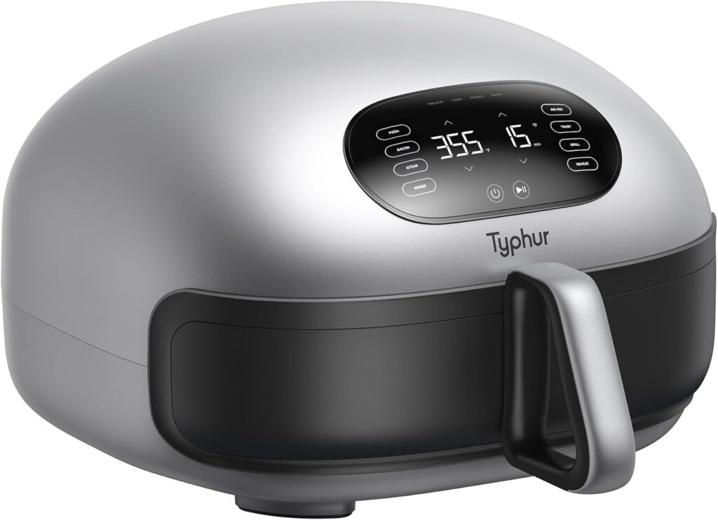 Typhur Dome 2 Air Fryer, Extra Large Airfryer with Superior Airflow, Self-cleaning Smart Digital Fryer with PFAS free Basket for Quick Easy Meals, Fits a 12″ Pizza or 4-Slice Toast
