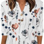 OFEEFAN Womens Tops 3/4 Sleeve Henley Shirts for Women Fall Fashion 2025 School Outfits for Teachers