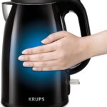 KRUPS: 1.5L Electric Kettle, Cool Touch Stainless Steel Interior, 1500 Watt, Fast Boiling, one cup in 80 seconds, Double Wall, Fast Boiling, Auto Off, Keep Warm, Cordless Black