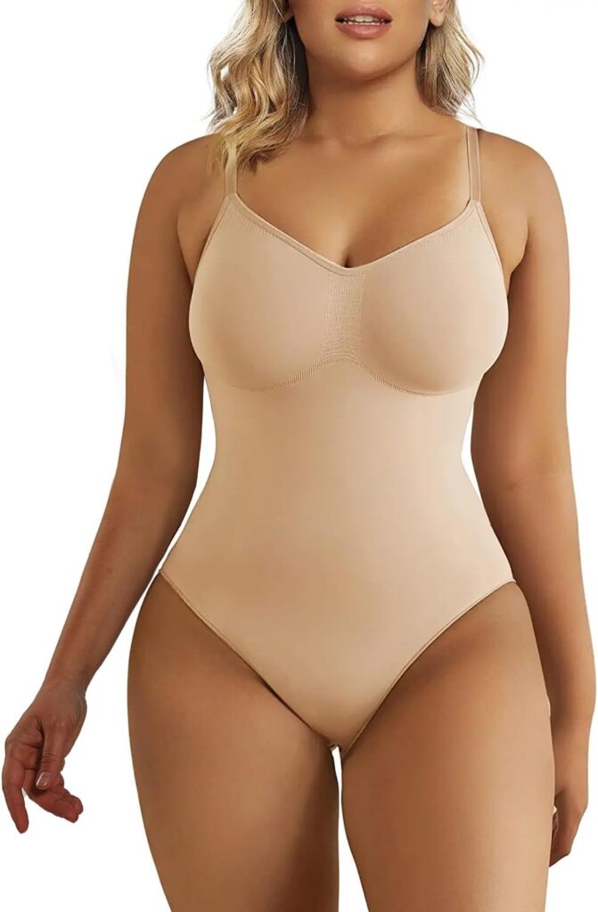 SHAPERX Women’s Shapewear Bodysuit Tummy Control Body Shaper Seamless Sculpting Snatched Waist Body Suit
