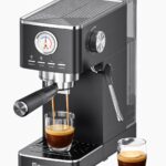 Maestri House Espresso Machines 20 Bar ULKA Pump, Compact Espresso Maker Built-in Flow Meter Steam Milk Frother, 43oz Removable Water Tank Stainless Steel Coffee Machine for Cappuccino (Black)