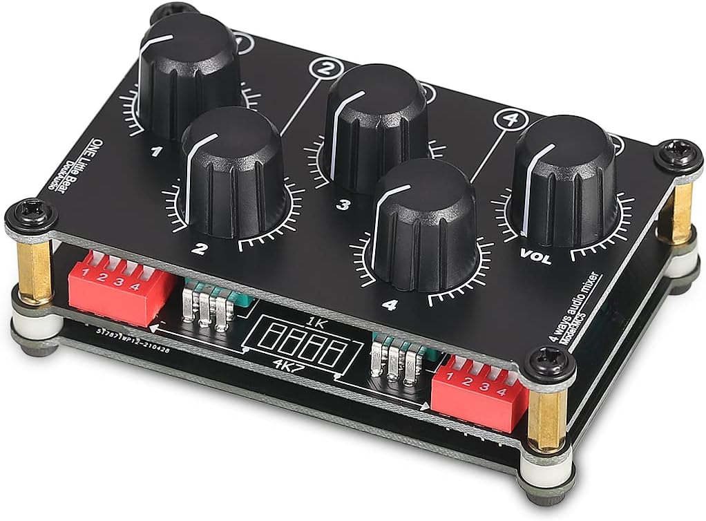 Little Bear MC5 Mini Portable Stereo 4 Channel Audio Mixer Passive Live Studio Console Recording Low Noise (No Power Needed)