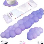 Cloud Wrist Rest Set for Keyboard and Mouse, Includes Cute Coaster, with Computers and Laptops（Purple Star Set）