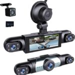 360° Full View Dash Cam Front and Rear Inside, 4 Channel Dashcam 1080P Full HD Dash Camera for Cars with Infrared Lamps Night Vision G-Sensor, Parking Mode, 64GB SD Card Car Accessories