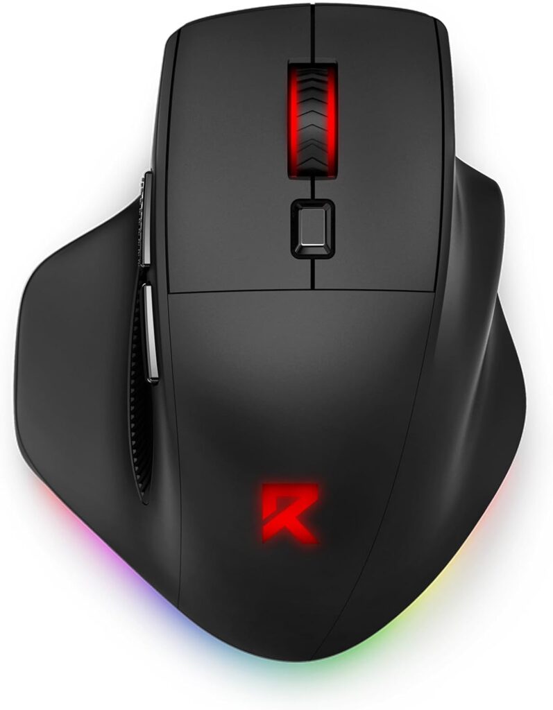 Redragon Large Wireless Gaming Mouse for Big Hands, Tri-Modes 2.4G/Bluetooth/Wired Rechargeable Ergo RGB Mouse with 2 Side Buttons, 12800 DPI, 6 Backlit Modes, Programmable Macro Gamer Mouse