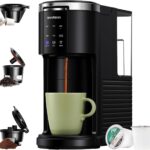 SHARDOR 3 in 1 Single Serve Coffee Machine, K Cup Coffee Maker Compatible with Ground Coffee & Teas, 6 to 14oz Brew Sizes, 40oz Removable Water Tank, Descale Settings, Black