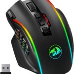 Redragon Wireless Gaming Mouse, MMO Gaming Mouse UP 16,000 DPI, 16 Macro Programmable Buttons, RGB Rechargeable with 12 Side Buttons, 70Hrs for PC Laptop MOBA FPS, M901P-KS