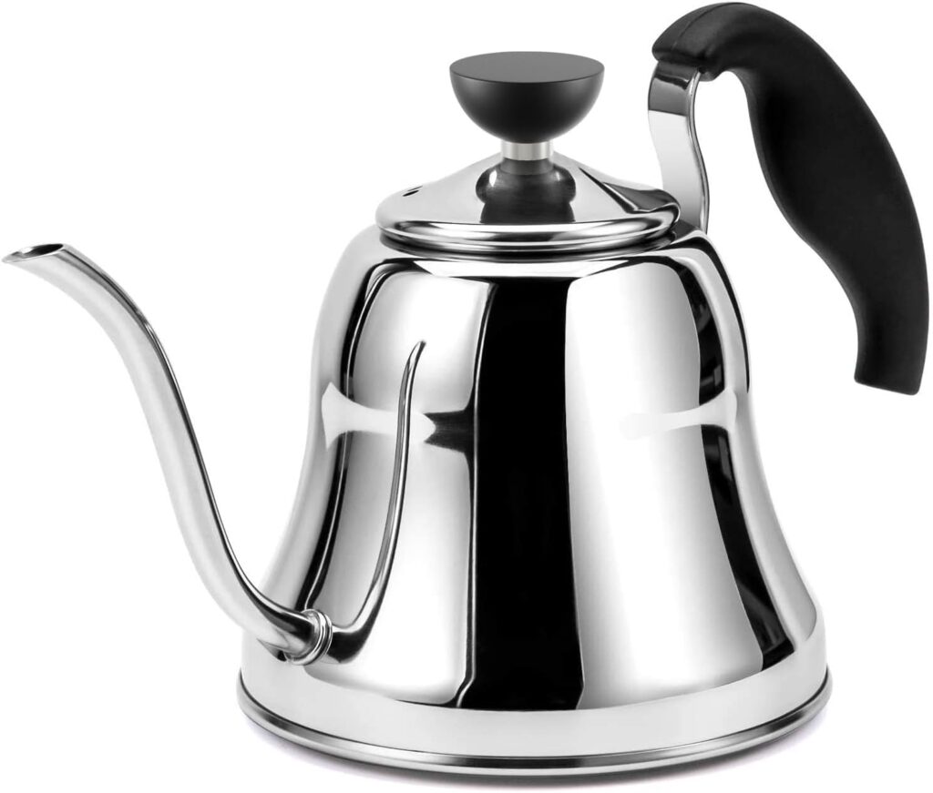 Tea Kettle for Stovetop, Barista’s Choice Gooseneck Pour Over with Flow Control, Food Grade Stainless Steel Water Kettle, Tea Pot for Home & Kitchen – Small 28oz, Silver