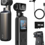 4K Body Camera with External Microphone, Mini Video & Audio Pocket Cam 270° Rotation Camera for Outdoor Sport, Bike, Travel, Police Law Enforcement, Personal Civilians, 64GB Included