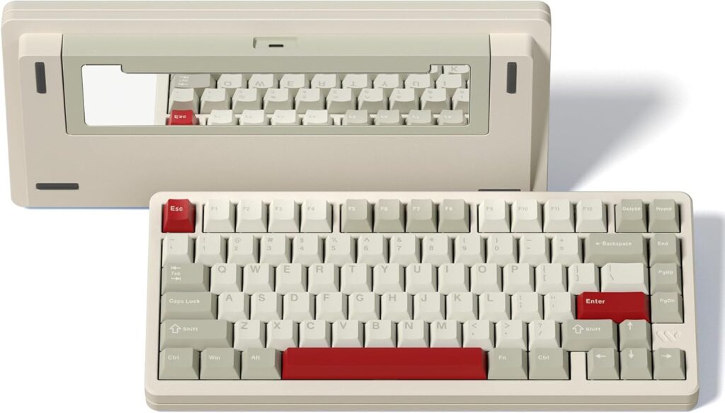 Womier SK75 75% Keyboard with Full Aluminum Wireless Mechanical Gaming Keyboard, VIA Custom Pre-lubed POM Switches RGB Creamy Gaming Key Board, 3-Modes Gasket Hot Swappable, White-1