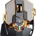 EWEADN G5 Wired Gaming Mouse, Ergonomic RGB Computer Mouse, 12800 Adjustable DPI, 9 Programmable Macro Buttons with Rapid Fire Key Compatible for PC/Laptop/Windows-Grey