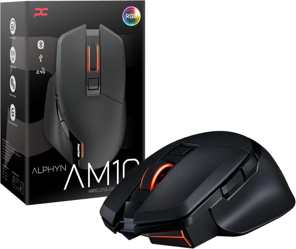 PowerColor ALPHYN AM10 Wireless Gaming Mouse, Black