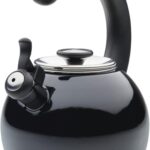 Circulon Enamel on Steel Whistling Teakettle/Teapot With Flip-Up Spout, 2 Quart – Black