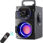 Bluetooth Speaker, 11W Portable Wireless Speaker with Subwoofer, LED Lights, FM Radio, Remote Control, Booming Bass, MP3 Player Powerful Speakers Suitable for Travel, Indoor and Outdoor