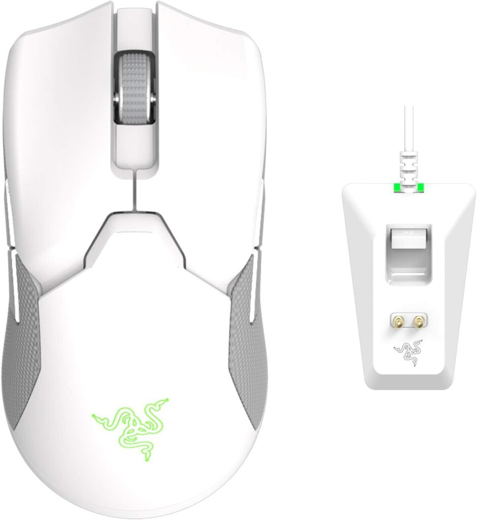 Razer Viper Ultimate Lightweight Wireless Gaming Mouse & RGB Charging Dock: Hyperspeed Wireless Technology – 20K DPI Optical Sensor – 74g Lightweight – 70 Hr Battery – Mercury White