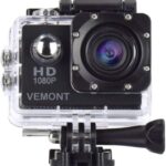VEMONT Action Camera, 1080P 12MP Sports Camera Full HD 2.0 Inch Action Cam 30m/98ft Underwater Waterproof Snorkel surf Camera with Wide-Angle Lens and Mounting Accessories Kit