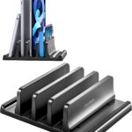 Vaydeer 3-Slot Vertical Laptop Stand Made of Premium ABS Plastics 5 in 1 Design Space-Saving Adjustable Desk Organizer for All MacBook/Chromebook/Surface