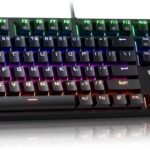 Mechanical Gaming Keyboard with Blue Switch, 104-Key Full Size RGB Backlit Wired Keyboard(11 Modes, Anti-Ghosting, Double-Shot ABS Keycaps, Lighted Computer Key-Board for PC Windows-Black