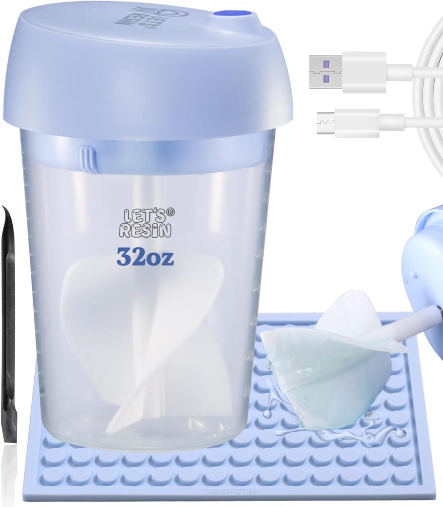 LET’S RESIN Upgraded Auto Resin Mixer, Hands-Free Easy Clean Epoxy Mixer with Silicone Mixing Cup, Rechargeable Electric Epoxy Resin Mixer for 24Fl.oz (Patented)
