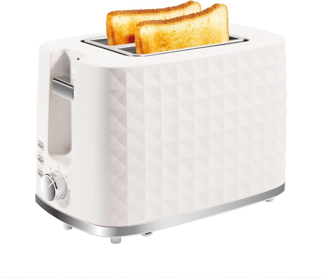 Toaster 2 Slices, Toasters Wide Slot, Bread Toaster with Cancel, Bagel, Defrost Function, Bagel Toasters with Removable Tray & 6 Temperature Settings, Beige