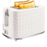 Toaster 2 Slices, Toasters Wide Slot, Bread Toaster with Cancel, Bagel, Defrost Function, Bagel Toasters with Removable Tray & 6 Temperature Settings, Beige
