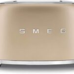 SMEG 2 Slice Toaster with 6 Presets and Defrost Function and Removable Crumb Tray TSF01CHMUS, Matte Champagne