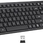 Wireless Keyboard, 2.4G USB External Silent Cordless Keyboard for Windows Chrome Laptop Computer PC Desktop Notebook Chromebook, 106 Keys Full Size with Number Pad (Black)