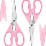 Gifts for Women, Mom, Wife, Her – Couple, Happy Birthday, Wedding Gifts, Christmas Day, Housewarming Gifts, iBayam Kitchen Scissors Heavy Duty Meat Poultry Shears Dishwasher Safe, Pink Stuff