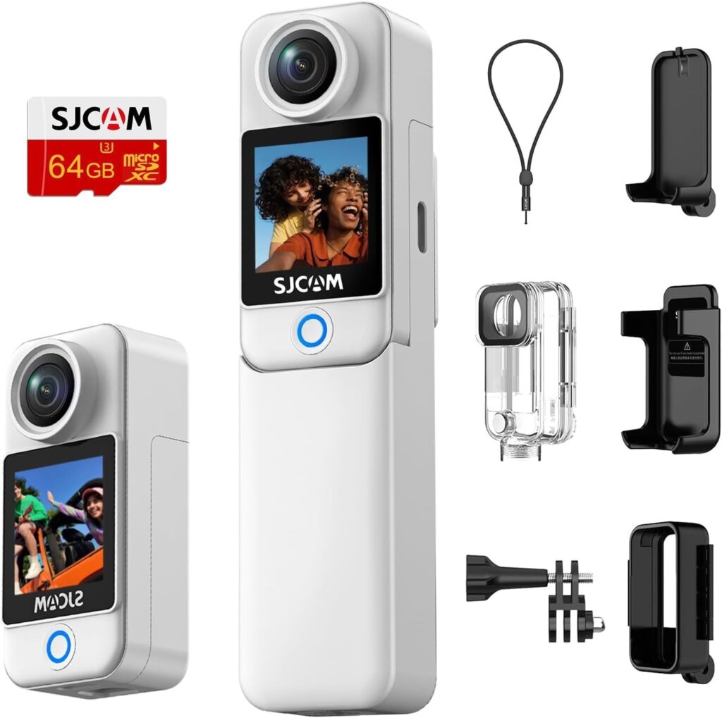 SJCAM C300 4K Pocket Vlogging Camera,7H Long Power,Super 6-Axis Stabilization Handheld Camera,Dual-Touch Screen 154° Wide FOV Video Action Cam,30M Waterproof Video Camera for Photography Camcorders