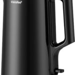 COMFEE’ 1.7L Double Wall Electric Tea Kettle and Kettle Water Boiler, 100% Stainless Steel Interior & Lid & Spout, Two-Level Wide Open Lid, 1500W Fast Boiling, Auto-Off and Boil-Dry Protection