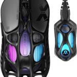 GravaStar Mercury X Pro Wireless Gaming Mouse, Come with 8K Dongle – 32,000 DPI PAW 3950 Sensor, 8,000Hz Polling Rate, Only 49g, Magnesium Alloy Hollow Frame, RGB Lighting, 5 Programmable Buttons