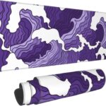 Japanese Purple Wave Large Mouse Pad XL Extended Gaming Mouse Pad Mat Desk Pad with Stitched Edge,Full Desk Mousepad for Office,Computer,Keyboard 31.5 X 11.8 Inch (Japanese Purple White Wave)