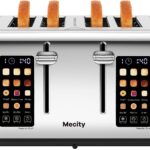 Mecity 4 Slice Toaster with Touch Screen Control, 4 Wide Slots, Stainless Steel Smart Bread Toaster for Bagels, Muffins, Waffles, Dual Control Panel, Timer, Defrost, Reheat, 120V 1650W