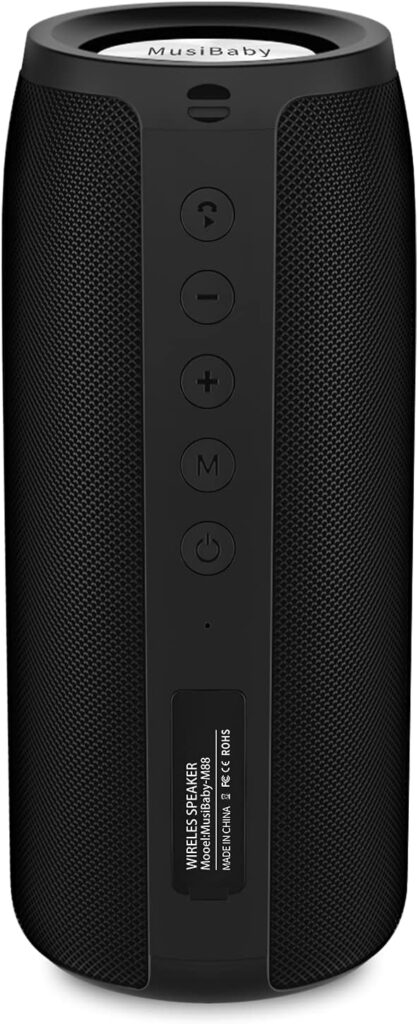 Bluetooth Speaker,MusiBaby M88 Speakers,Dual Pairing, Bluetooth 5.3,Loud Stereo Sound,Booming Bass,30H Playtime for Home& Outdoor Party,Beach,Portable Speaker,Gifts(Black)