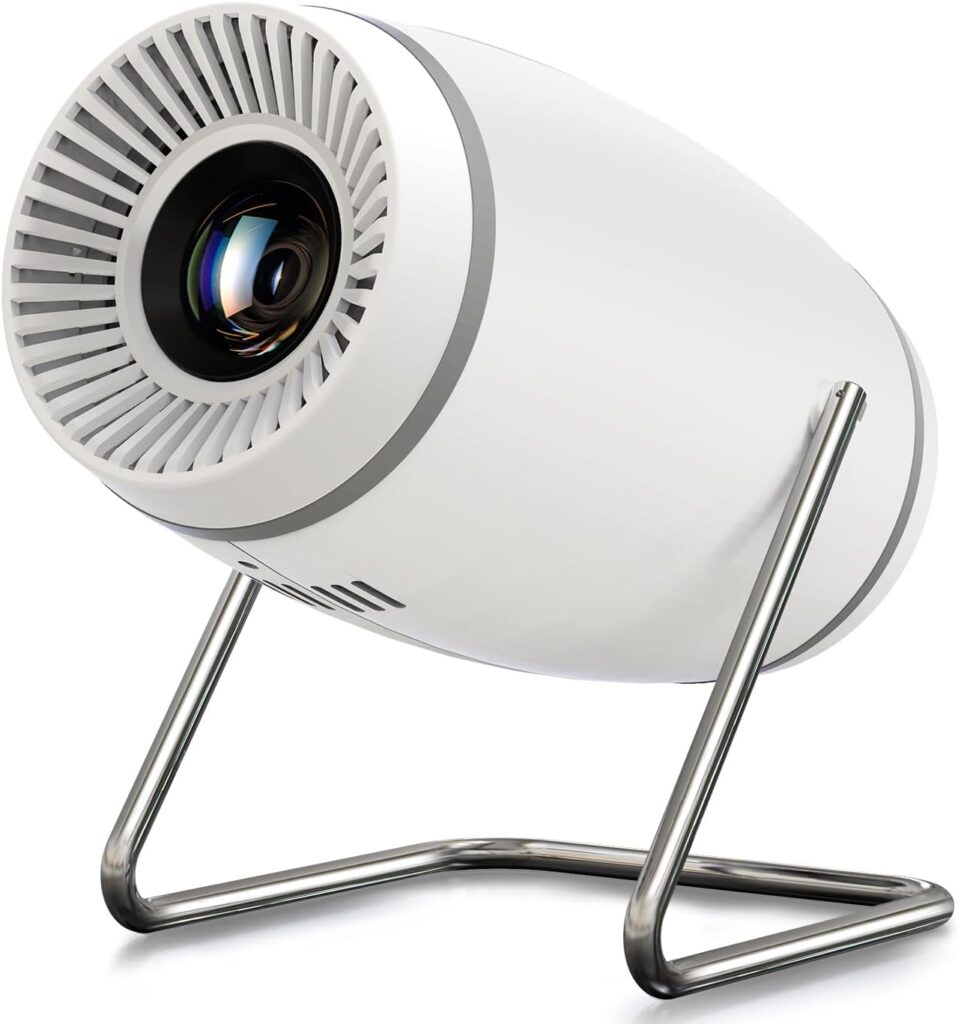 Mini Portable Movie Projector with WiFi and Bluetooth, 4K 1080P Support, 180° Rotatable 130” Screen, Auto Keystone Compatible with HDMI/USB/Smartphone/PC/Laptop