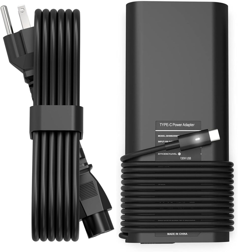 130W USB C Type C Adapter Laptop Charger Compatible with Dell XPS 15 2in1 9575 Precision 5530 2in1 5550 5750 3560 3550 3551 Latitude 7410 7310 7210 9410 9510 9575 5420 5520 5510 Power Cord