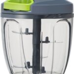 Ourokhome Manual Food Processor Vegetable Chopper, Portable Hand Pull String Garlic Mincer Onion Cutter for Veggies, Ginger, Fruits, Nuts, Herbs, etc., 900ml, Grey