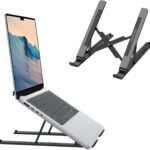 Portable Laptop Stand, OMOTON Laptop Stand for Desk Ergonomic 7-Levels Angles Adjustable Computer Stand, ABS Laptop Riser Holder Compatible with All Laptops and iPad(10-15.6″)