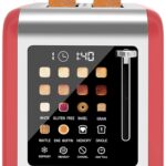 2 Slice Toaster Touch Screen, Stainless Steel Toasters Digital Timer 2 Slot Toasters, 8 Shade Settings 6 Bread Types for Bagel, Cancel, Defrost (Red)