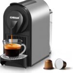 CHULUX Compact Espresso Machine, 20 Bar Single Serve Coffee Maker, Dual Brew Sizes for Espresso and Lungo, 1400W Rapid Brewing, Mystic Gray (Upgrade Model)