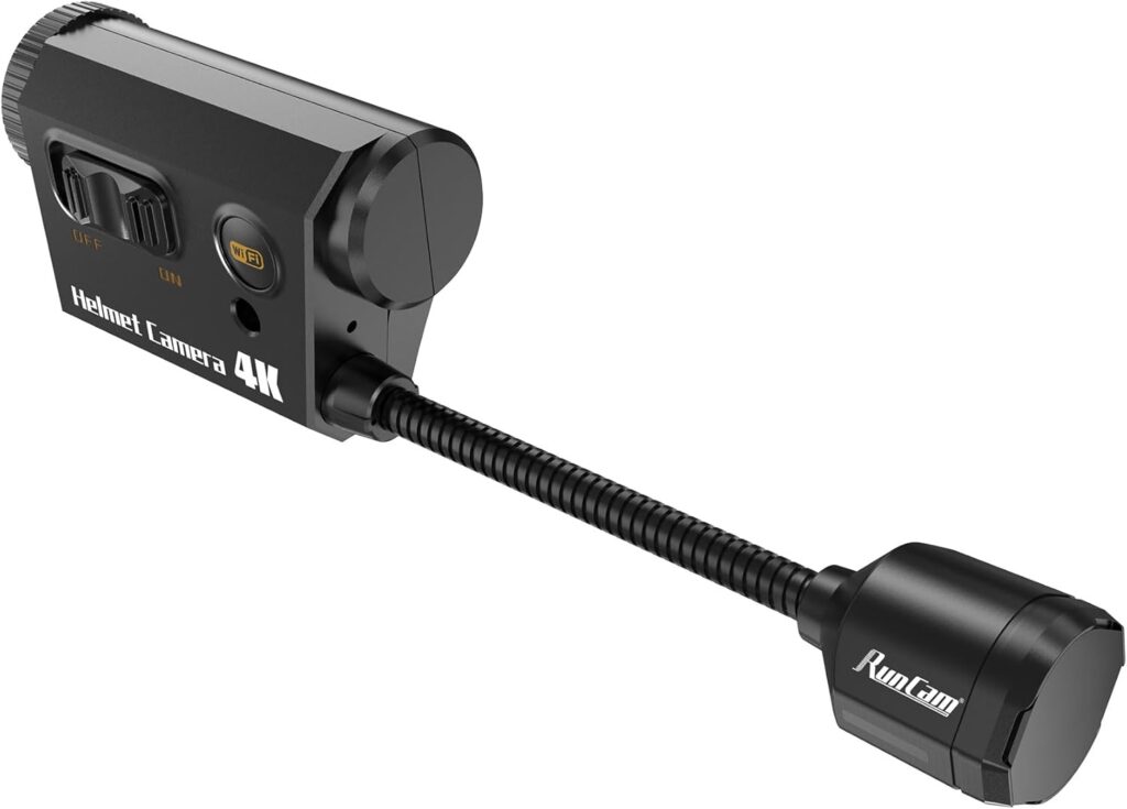 RunCam Helmet Camera, 4K Bendable Action Camera with 6 Hours Recording with App Control for Airsoft Paintball Tactical Helmet Riding Motorcycle Bike Cycling Climbing Outdoor Sports