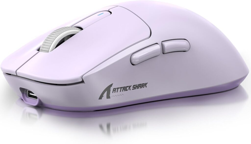 ATTACK SHARK X3 Wireless Gaming Mouse, 49g Ergonomic Computer Mouse, Triple Modes PAW3395 26K DPI Optical Sensor, 200h Battery Life, Programmable Buttons, Gaming Accessories for PC/Laptop/Mac (Purple)