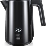 Electric Kettle, Double Wall Stainless Steel Cool Touch Water Boiler Heater, 7 Temperature Control Teapot, 4H Keep Warm, 1.0L 1200W Fast Heat with Auto Shut-Off, Boil-Dry Proof Coffee Tea Pot, Black