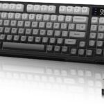 LexonElec M96 Wireless Keyboard, Low Profile Quiet Typing Membrane Gaming Keyboard with Smart Display & Knob, RGB Backlit, USB C Rechargeable, 94 Keys PBT Keycap for Windows PC,Mac,Linux-Moonlit Night