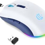 Wireless Bluetooth Mouse, Rechargeable USB Optical Mouse, 3 Adjustable DPI, LED Silent Dual Mode(Bluetooth 5.2 and 2.4G) Wireless Mouse for Mac, Laptop, PC, Android, Windows